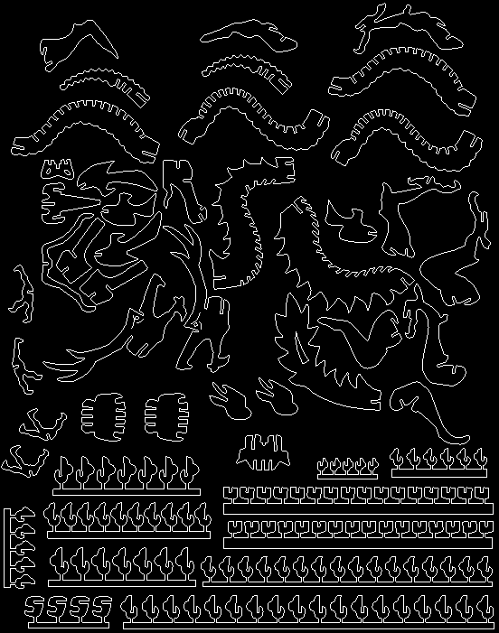 DRagon 3d puzzle dxf